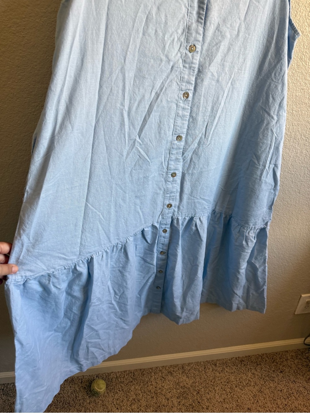 Lintico 100% Linen Sleeveless Maxi Dress Light Blue Coastal Flowy Natural XXL - Picture 3 of 9
